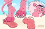  2021 5_fingers 5_toes anklet anthro barefoot beach biped bracelet cartoon_network claws clothing demondoggodamien digital_media_(artwork) eyewear eyewear_on_head feet felid feline fingers flip_flops foot_fetish footwear fur hi_res hindpaw humanoid_feet humanoid_hands jewelry lion lion_(steven_universe) looking_at_viewer male mammal mane muscular muscular_anthro muscular_male outside pantherine pawpads paws pink_body pink_fur plantigrade sand sandals seaside signature simple_background sky smile smirk soles solo steven_universe sunglasses sunglasses_on_head toe_claws toe_curl toes water 