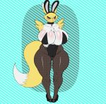 anthro big_breasts breasts bunny_costume camel_toe chest_tuft cleavage clothed clothing costume digimon digimon_(species) female fur hi_res redmoon83 renamon solo tuft wide_hips yellow_body yellow_fur 