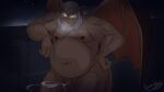  16:9 balls beard belly bodily_fluids brienoir cum disney facial_hair gargoyle gargoyles genital_fluids genitals hudson_(gargoyles) humanoid_genitalia humanoid_penis male mature_male navel nipples overweight overweight_male penis solo widescreen wings 