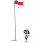  1girl arung_samudra_(cessa) black_footwear black_hair breast_pocket cessa collared_shirt dark_skin dark_skinned_female english_commentary glasses indonesian_flag lowres ombok_diving_and_delivery_services pocket salute shirt shoes short_sleeves simple_background solo standing tears white_background white_shirt 