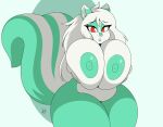  absurd_res anthro areola arizona_the_vixen big_breasts breast_squish breasts chubby_female curvy_figure digital_media_(artwork) facial_piercing female fur green_body green_fur green_nose hair half-closed_eyes hi_res holding_breast huge_breasts looking_at_viewer mammal mature_female mephitid mother multicolored_body multicolored_fur narrowed_eyes nipples nose_piercing nr_ac nude obese obese_anthro obese_female overweight overweight_anthro overweight_female parent piercing red_eyes shaded shadow signature simple_background skunk solo squish thick_thighs two_tone_body two_tone_fur voluptuous white_hair wide_hips 