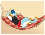 anthro arctic_wolf canid canine canis falcon_woodwere hammock hands_behind_head male mammal napping relaxing smile solo vhs273 wolf 