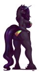  9:16 anthro big_breasts big_butt blazbaros breasts butt butt_pose clothed clothing equid equine female hi_res horn looking_back mammal pose skimpy solo tagme thick_thighs unicorn 