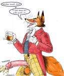  2021 alcohol anthro ball_tuft beer beverage big_penis blush bodily_fluids canid canine drunk english_text erection fox genital_fluids genitals glass henry_(old_speckled_hen) hi_res humanoid_genitalia humanoid_penis male mammal old_speckled_hen papyreit peeing penis penis_through_fly poking_out retracted_foreskin simple_background smile solo substance_intoxication text tuft urine watersports 