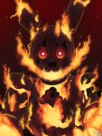  2020 animatronic anthro blazemizu breath_powers brown_nose close-up elemental_creature elemental_manipulation fire fire_body fire_breathing fire_ears fire_hand fire_manipulation five_nights_at_freddy&#039;s five_nights_at_freddy&#039;s_3 five_nights_at_freddy&#039;s_ar flaming_springtrap_(fnaf) grey_body hi_res lagomorph leporid long_ears looking_at_viewer machine male mammal notched_ear o_o open_mouth orange_sclera portrait rabbit reaching_towards_viewer red_background red_eyes robot simple_background smile solo springtrap_(fnaf) teeth torn_arm torn_body torn_face video_games wide_eyed wire 