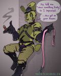  ... 2021 animatronic anthro bdsm_gear bedroom_eyes boots bulge cigar cigar_smoke clothing dialogue endoskeleton english_text exposed_endoskeleton fishnet fishnet_legwear five_nights_at_freddy&#039;s five_nights_at_freddy&#039;s_3 flaccid footwear genitals gloves green_body green_nose green_tail grey_background half-closed_eyes handwear harness hat headgear headwear hi_res lagomorph leaning_on_wall leash leather leather_boots leather_clothing leather_footwear leather_gloves leather_handwear leather_hat leather_jockstrap leather_straps leather_underwear legwear leporid long_ears looking_at_viewer machine male mammal monsterdongles mostly_nude multicolored_body narrowed_eyes notched_ear penis rabbit robot seductive short_tail simple_background smile smoke solo speech_bubble springtrap_(fnaf) standing straps talking_to_viewer teeth text torn_arm torn_body torn_face torn_leg two_tone_body underwear video_games wire 