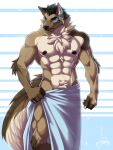  abs anthro canid canine canis domestic_dog edan_shepherd feralise german_shepherd herding_dog hi_res male mammal muscular muscular_anthro muscular_male nipple_piercing nipples pastoral_dog pecs piercing solo 