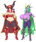  absurd_res alexstrasza animal_humanoid big_breasts big_horns bikini_armor blizzard_entertainment bottom_heavy breasts bursting_breasts butt_from_the_front cleavage clothed clothing dragon dragon_humanoid duo elf female hi_res horn huge_breasts huge_horns huge_thighs humanoid humanoid_pointy_ears leggings legwear mature_female night_elf sibling sister sisters sundown_(artist) thick_thighs tight_clothing top_heavy video_games warcraft wide_hips ysera 