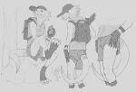  anthro backpack baseball_cap blue_eyes clothed clothing hat headgear headwear lizard male murskahammas outside reptile scalie seductive sitting smile solo standing 