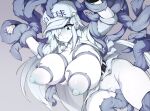  1girl absurdres areolae baseball_cap breasts cabbie_hat closed_mouth colored_skin hair_over_one_eye hat hataraku_saibou hataraku_saibou_black highres large_breasts long_hair nipples pussy pussy_juice restrained slugbox solo tentacle_sex tentacles translation_request u-1196 white_blood_cell_(hataraku_saibou) white_skin white_uniform 
