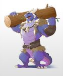  2018 activision anthro arm_wraps blue_body blue_scales bubba_(spyro) claws dragon facial_scar finger_claws green_eyes hi_res holding_object horn log looking_at_viewer male open_mouth scales scar simple_background solo spikes spikes_(anatomy) spyro_reignited_trilogy spyro_the_dragon standing teeth toe_claws video_games white_background wolgensim wood wraps 