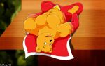  16:10 2009 abs anthro bulge clothed clothing fabfelipe fur looking_at_viewer lying male mammal muscular muscular_anthro muscular_male on_back partially_clothed pecs solo superhero superted superted_(character) ursid widescreen yellow_body yellow_fur 
