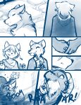  ! 2021 anthro blue_and_white brutus_(twokinds) canid canine canis chest_tuft clovis_(twokinds) coin conditional_dnp death dragon duo english_text female fox fur horn keidran madam_reni_(twokinds) male mammal monochrome open_mouth ring ring_(jewelry) scalie simple_background sketch stone_floor teeth text tom_fischbach tuft twokinds webcomic webcomic_character western_dragon white_background white_eyes wolf wounded 
