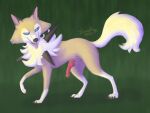  2020 absurd_res animal_genitalia animal_penis blue_eyes canid canine canine_penis claws digitigrade erection feral finger_claws fur genitals green_background hi_res insaneproxy_(artist) knot lycanroc male mammal midday_lycanroc nintendo penis pok&eacute;mon pok&eacute;mon_(species) quadruped shaded simple_background solo spikes tan_body tan_fur toe_claws tongue tongue_out video_games white_body white_fur 