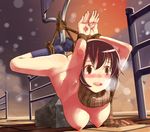  ass bad_id bad_pixiv_id bdsm blush bondage bound breasts breath brown_eyes brown_hair bus_stop cold copyright_request exhibitionism hands hanging_breasts harepore large_breasts naked_scarf nipples nude plaid plaid_scarf public_nudity rope scarf snow socks solo suspension 