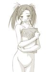  blush greyscale kasuga_yukihito mahou_sensei_negima! monochrome nude shiina_sakurako solo 