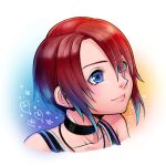  1girl blue_eyes closed_mouth highres jewelry kairi_(kingdom_hearts) kingdom_hearts necklace red_hair short_hair sleeveless smile solo 