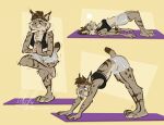  anthro boxer_briefs canadian_lynx clothed clothing concentration exercise felid feline felis female focused lynx mammal nicnak044 nicole_(nicnak044) solo stretching underwear workout yoga yoga_mat 