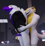  3d_(artwork) accipitrid accipitriform anal anal_penetration anthro avian balls beak bird black_penis bodily_fluids charles clothed clothing cum digital_media_(artwork) dragon duo eagle erection feathers genital_fluids genitals gold_scales grey_body grey_scales haazbrinken haazbrinken_(character) hi_res male male/male male_penetrated male_penetrating male_penetrating_male necktie nude open_mouth penetration penis purple_beak purple_penis scales scalie sex smile suit tapering_penis western_dragon white_body white_feathers 