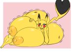  anthro areola big_areola big_breasts big_butt blue_eyes breasts butt dragonicxs female hand_on_breast hand_on_cheek hi_res huge_breasts huge_butt hyper hyper_breasts hyper_butt looking_at_viewer nintendo nipples open_mouth pikachu pok&eacute;mon pok&eacute;mon_(species) puffy_nipples solo video_games 