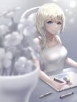  1girl absurdres blonde_hair blue_eyes breasts closed_mouth deco_(fj_eel) dress highres kingdom_hearts kingdom_hearts_chain_of_memories long_hair looking_at_viewer namine smile solo white_dress 