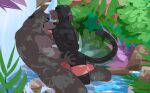  ahzi bagheera_(jungle_book) baloo duo felid genitals jungle jungle_book licking male male/male mammal pantherine penis romantic_ambiance romantic_couple tongue tongue_out ursid 