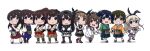  akagi_(kancolle) black_hair brown_eyes brown_hair chibi crossed_arms dress elbow_gloves gloves green_eyes grin hairband hakama_pants headgear highleg highleg_panties highres hiryuu_(kancolle) hyuuga_(kancolle) ise_(kancolle) kaga_(kancolle) kantai_collection light_brown_hair midriff miniskirt muneate mutsu_(kancolle) nagato_(kancolle) navel nishi_koutarou open_mouth panties platinum_blonde_hair pleated_skirt ponytail red_eyes sailor_dress sandals school_uniform serafuku shimakaze_(kancolle) shirt skirt sleeveless sleeveless_shirt smile souryuu_(kancolle) striped striped_legwear thighhighs two_side_up underwear white_gloves yukikaze_(kancolle) 