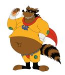  adventures_of_sonic_the_hedgehog anthro belly captain_rescue captain_rescue_(character) clothed clothing hi_res male mammal overweight overweight_anthro overweight_male procyonid raccoon sewergator solo sonic_the_hedgehog_(series) teeth 
