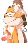  2018 anthro anus big_dom_small_sub blush canid canine digital_media_(artwork) duo edit equid equine erection fox genitals handcuffs horse hug junior_horse knot male male/male mammal manmosu_marimo penis penis_size_difference senior_fox shackles size_difference uncensored 