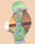  2021 ambiguous_gender anthro blush bodily_fluids butt censored clothing green_body kdmn male overweight overweight_ambiguous overweight_anthro overweight_male reptile scalie simple_background slightly_chubby solo sweat teenage_mutant_ninja_turtles turtle underwear young 