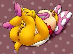  accessory anthro anus bwrd eyes_closed female genitals hair_accessory hair_bow hair_ribbon hi_res high_heels jewelry koopa koopaling legs_up lying mario_bros mostly_nude necklace nintendo on_back presenting pussy ribbons scalie solo sr video_games wendy_o._koopa 