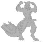  animal_genitalia animal_penis anthro balls big_balls big_penis bodily_fluids canine_penis capcom cum cum_drip dripping fanged_wyvern flexing flexing_bicep genital_fluids genitals growth_sequence hi_res hunter male monster monster_hunter muscular muscular_male narusewolf penis scales sequence sheath size_transformation solo transformation transformation_sequence video_games zinogre 