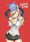  1girl blonde_hair blue_eyes breasts eden&#039;s_zero happy_(eden&#039;s_zero) highres jewelry large_breasts mashima_hiro one_eye_closed rebecca_bluegarden skirt twitter 