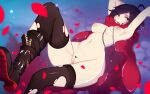  black_hair boots breasts cape nanoless navel nipples nude pubic_hair pussy ruby_rose rwby short_hair thighhighs torn_clothes uncensored water 