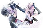 1girl armor armpits asymmetrical_clothes breastplate cape dual_persona feather_skirt ffffcoffee final_fantasy final_fantasy_xiii final_fantasy_xiii-2 fingerless_gloves gloves hair_over_one_eye lightning_farron looking_at_viewer pink_hair shield sleeveless sword upper_body weapon 