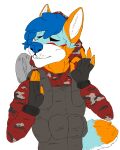  4:5 alpha_channel anthro arctic_wolf canid canine canis clothing eyes_closed falcon_woodwere fingerless_gloves gesture gloves handwear hi_res just_right kapkan_(rainbow_six) male mammal meme ok_sign okytheoky solo wolf 