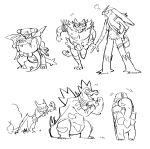  ambiguous_gender annoyed avian bird blaziken bridal_carry carrying charizard claws clockfrog crocodilian digital_media_(artwork) dragon duo elemental_creature felid feral feraligatr fin flexing flexing_bicep flirting flora_fauna garchomp grin group gyu_hydrogen hi_res hiding incineroar lizard mammal meganium monochrome nintendo open_mouth plant pok&eacute;mon pok&eacute;mon_(species) pok&eacute;mon_mystery_dungeon reptile running scalie sceptile smile thick_tail tongue video_games voyeur 