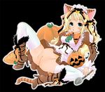  animal_ears blush cat_ears cat_tail catgirl long_hair nekomimi no_panties pussy skirt tail thighhighs 