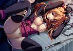  bondage breasts chains haitoku_no_gakuen long_hair open_shirt panties skirt_lift thighhighs underwear 
