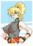  arikawa blush breasts capcom erect_nipples final_fight genryuusai_maki large_breasts long_hair maki maki_(final_fight) ninja see-through street_fighter 