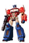  1boy andrew_griffith autobot blue_eyes clenched_hand gun highres holding holding_gun holding_weapon looking_down mecha no_humans optimus_prime science_fiction solo transformers weapon white_background 