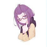  1girl absurdres glasses highres kagamihara_sakura looking_at_viewer mocca purple_eyes scarf sweater winter_clothes yurucamp 