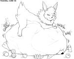  2018 abdominal_bulge after_vore belly big_belly duo eeveelution fidchellvore hyper hyper_belly jolteon lying male monochrome nintendo overweight pok&eacute;ball pok&eacute;mon pok&eacute;mon_(species) sound_effects text video_games vore 