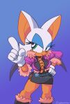  anthro breasts cleavage clothed clothing cosplay gesture hi_res king_of_fighters loopersum pointing rouge_the_bat shermie snk solo sonic_the_hedgehog_(series) wings 