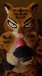  3d_(artwork) absurd_res alex_(hakya11) anthro bad_dragon digital_media_(artwork) dildo felid fellatio female hi_res kneeling looking_at_viewer mammal nipple_fetish nipple_pinch nipple_play oral pantherine penile pinch sex sex_toy slimpy solo tiger 