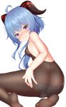  ass_grab bodysuit cameltoe feet ganyu_(genshin_impact) genshin_impact horns no_bra pantsu panty_pull sakyumi 