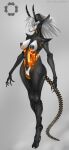  anthro areola big_areola biped black_body black_nipples breasts canid canine cybernetics cyborg dragon female fox genitals gilgash hair hi_res horn machine mammal multicolored_body nipples orange_eyes pussy robot simple_background solo standing synth translucent translucent_body two_tone_body white_hair 