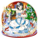  1girl :d bangs black_eyes black_hair blue_dress blunt_bangs breasts cake candle choker christmas_tree cleavage collarbone detached_sleeves dress food full_body highres holding holding_plate kirigaya_suguha layered_dress layered_sleeves long_dress medium_breasts official_art open_mouth plate shiny shiny_hair short_hair sleeveless sleeveless_dress smile solo strapless strapless_dress sword_art_online sword_art_online:_memory_defrag transparent_background wedding_dress white_choker white_dress 