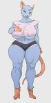  2019 4_toes 5_fingers anthro audunor big_breasts biped bottomwear breasts clothed clothing digital_media_(artwork) feet female fingers grey_background mammal murid murine rat rodent shirt shorts simple_background solo thick_thighs toes topwear under_boob wide_hips 
