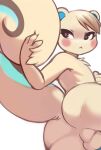  absurd_res animal_crossing anthro balls blush butt fur genitals hair hi_res looking_back male mammal marshal_(animal_crossing) nintendo nude rodent sciurid solo tree_squirrel tsampikos video_games 